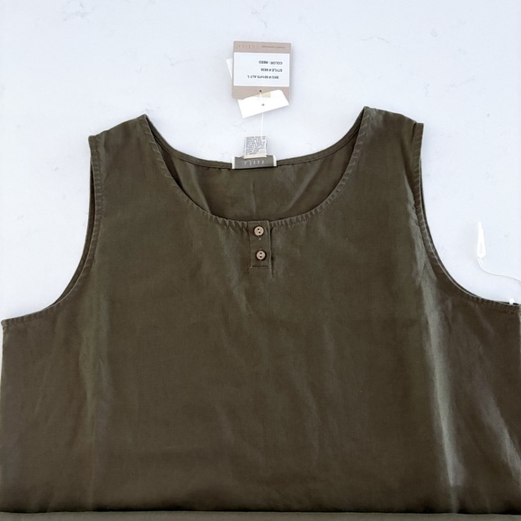 New with Tags J. Jill 100% Linen Olive Green Sleeveless Dress. Size Large - Picture 4 of 8